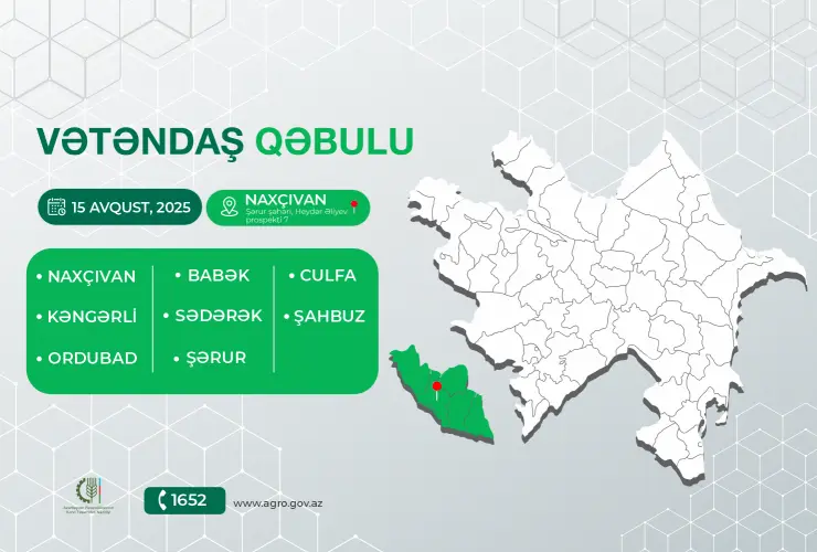 Kənd təsərrüfatı naziri Məcnun Məmmədov Şərurda vətəndaşları qəbul edəcək