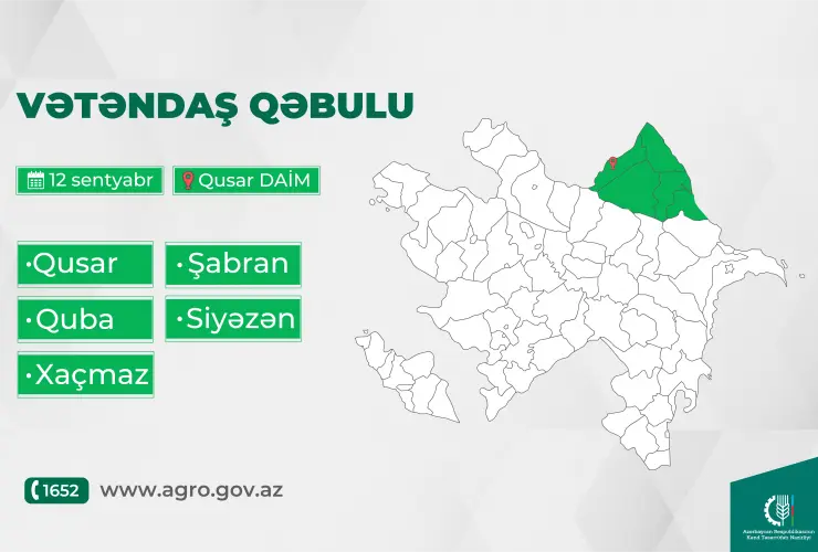 Kənd təsərrüfatı naziri Məcnun Məmmədov Qusarda vətəndaşları qəbul edəcək