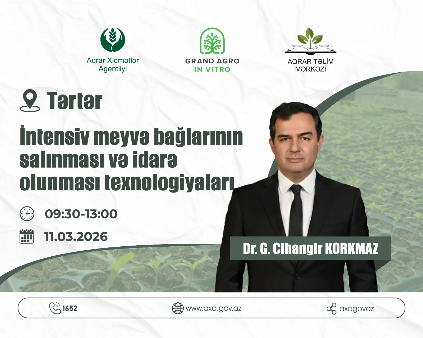 Tərtərdə intensiv meyvə bağlarının salınması və idarə olunması texnologiyaları mövzusunda təlim keçiriləcək