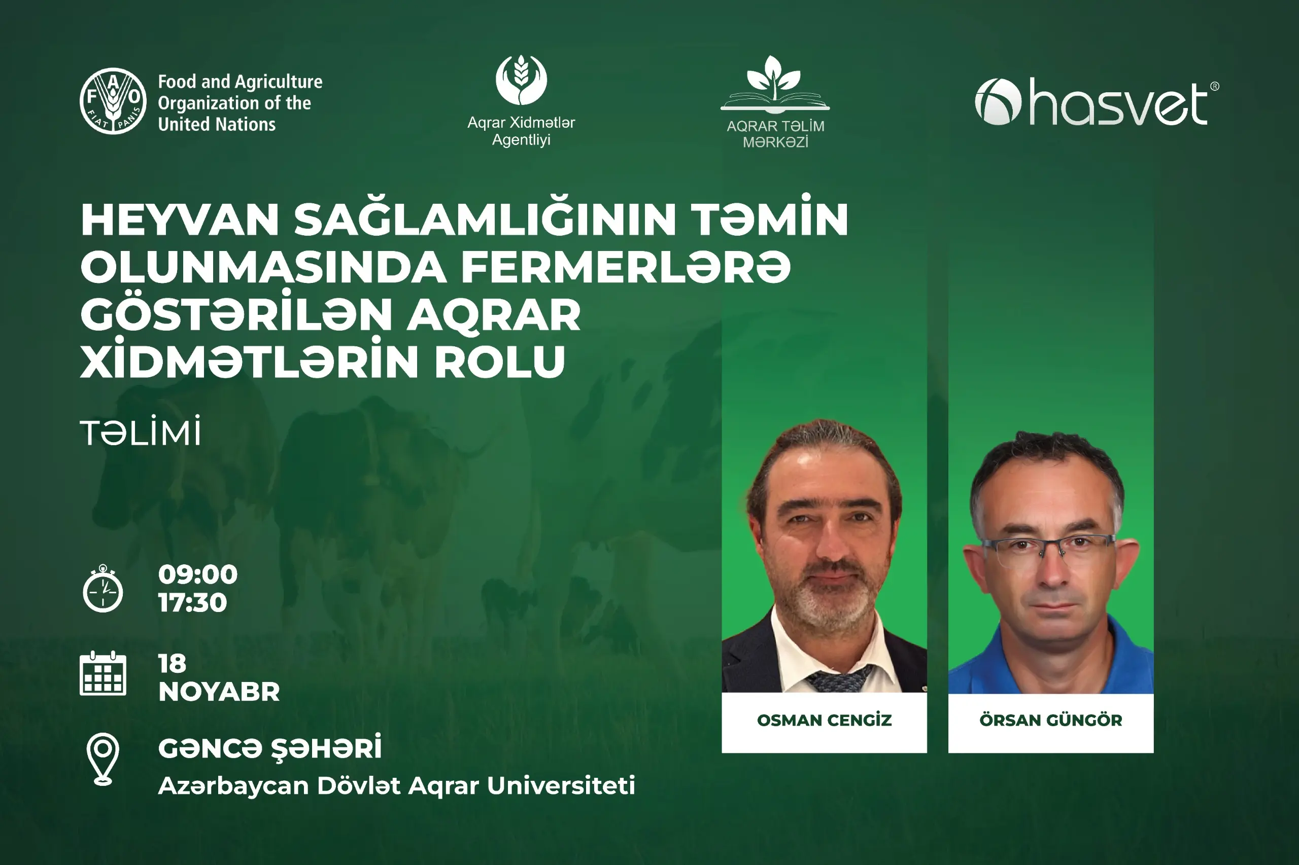 Gəncə və Tərtərdə heyvan sağlamlığı mövzusunda beynəlxalq təlimlər keçiriləcək