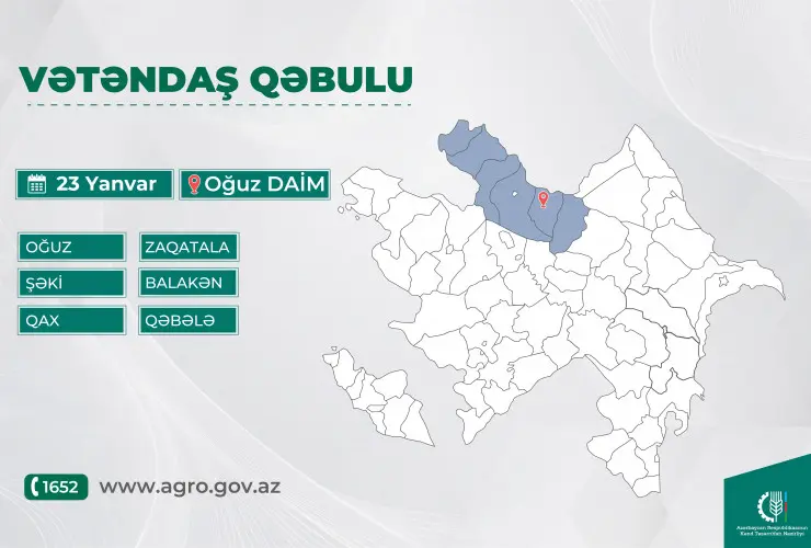 Kənd təsərrüfatı naziri Məcnun Məmmədov Oğuzda vətəndaşları qəbul edəcək