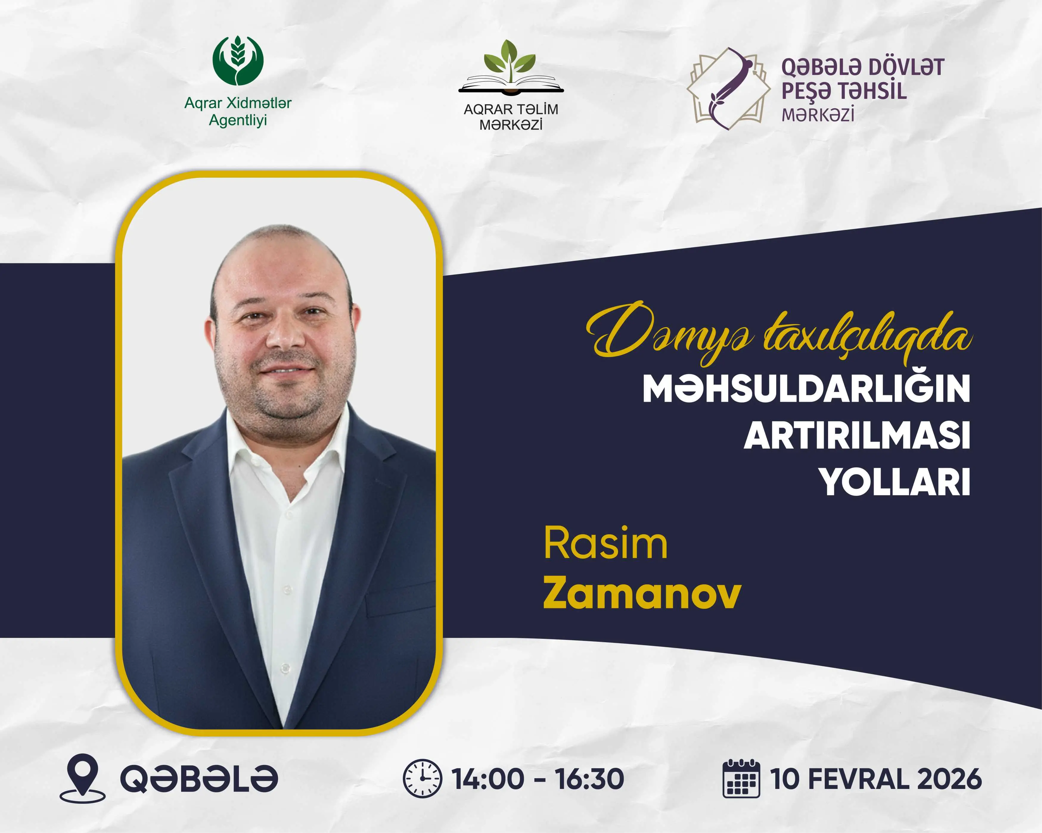 “Dəmyə taxılçılıqda məhsuldarlığın artırılması yolları” mövzusunda təlim keçiriləcək