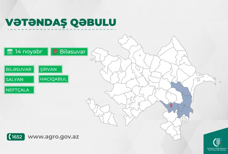 Kənd təsərrüfatı naziri Məcnun Məmmədov Biləsuvarda vətəndaşları qəbul edəcək